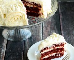 Gluten-Free Red Velvet Layer Cake with Cream Cheese Frosting| Easy layer cake with rose swirl tutorial.