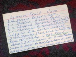 Linda's dad published the recipe for lemon fruitcake in the front with this list card.